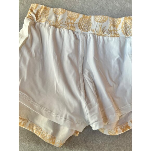 Pineapple Print Womens Joggers Shorts Medium Yellow & White Polyester Spandex - Picture 4 of 6